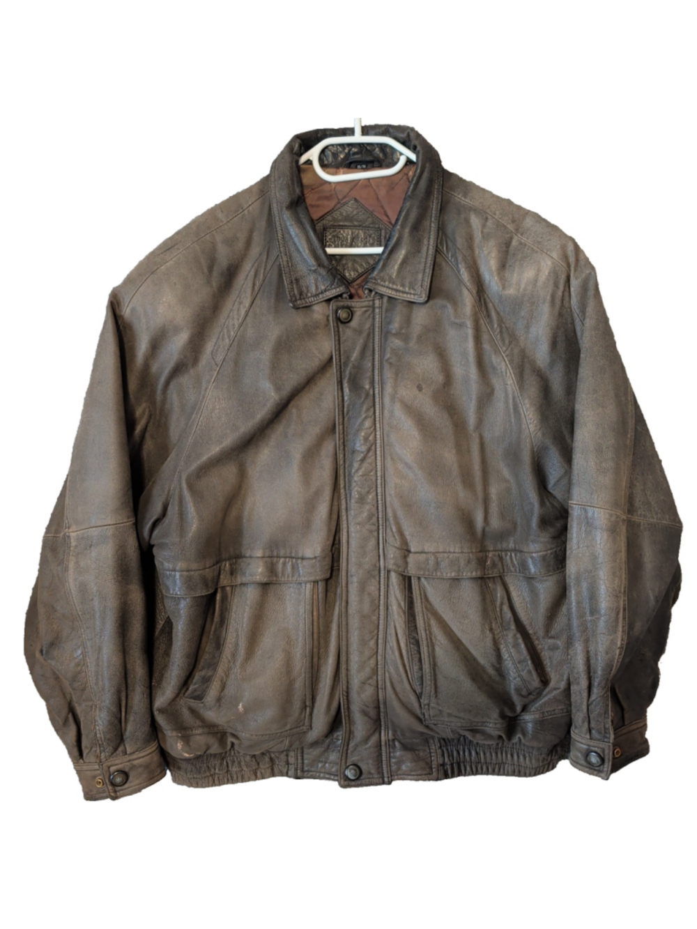 Vintage 1990s Moores Brown Genuine Leather Bomber Jacket A2 Men's L Biker Heavy